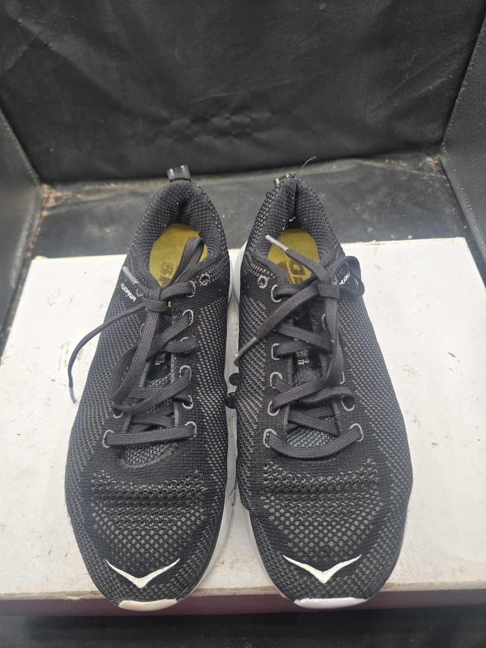 Hoka One One Black Running Sneakers with Yellow Insole